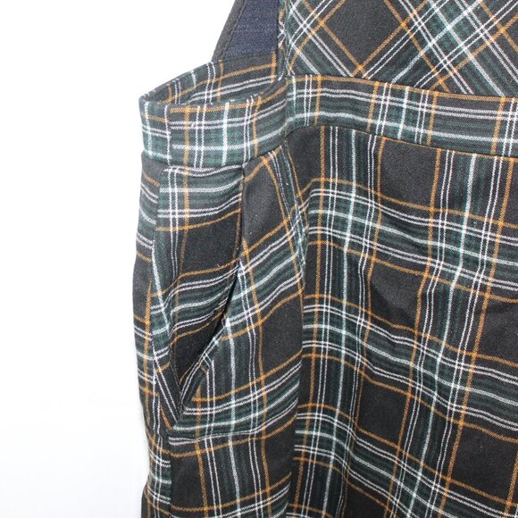 Forever 21 Green Black Yellow Plaid Medium Overalls Dress with Pockets - Picture 4 of 7